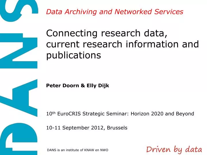 connecting research data current research information and publications