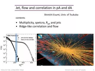 Jet, flow and correlation in pA and dA 						ShinIchi Esumi, Univ. of Tsukuba contents