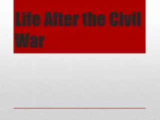 Life After the Civil War
