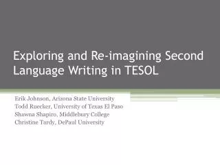 Exploring and Re-imagining Second Language Writing in TESOL