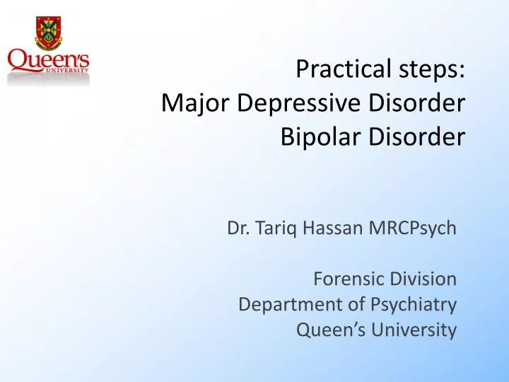 practical steps major depressive disorder bipolar disorder