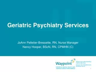 Geriatric Psychiatry Services
