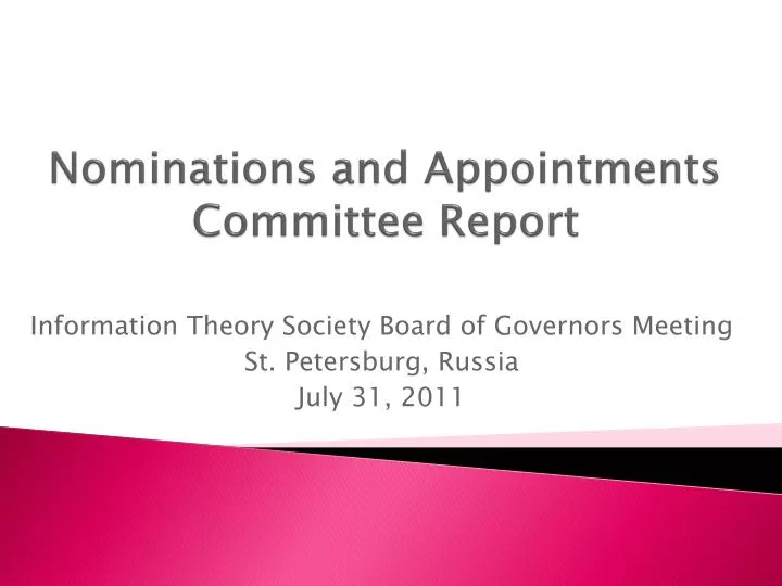 nominations and appointments committee report