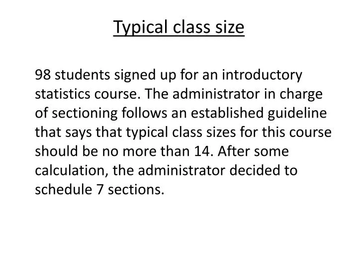 typical class size