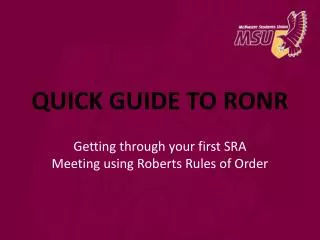 QUICK GUIDE TO RONR