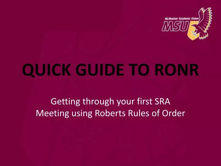 quick guide to ronr