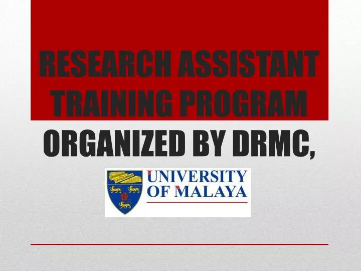 research assistant training program organized by drmc