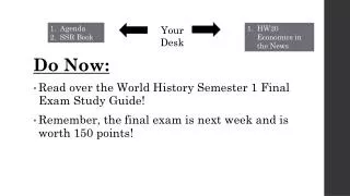 Do Now: Read over the World History Semester 1 Final Exam Study Guide!
