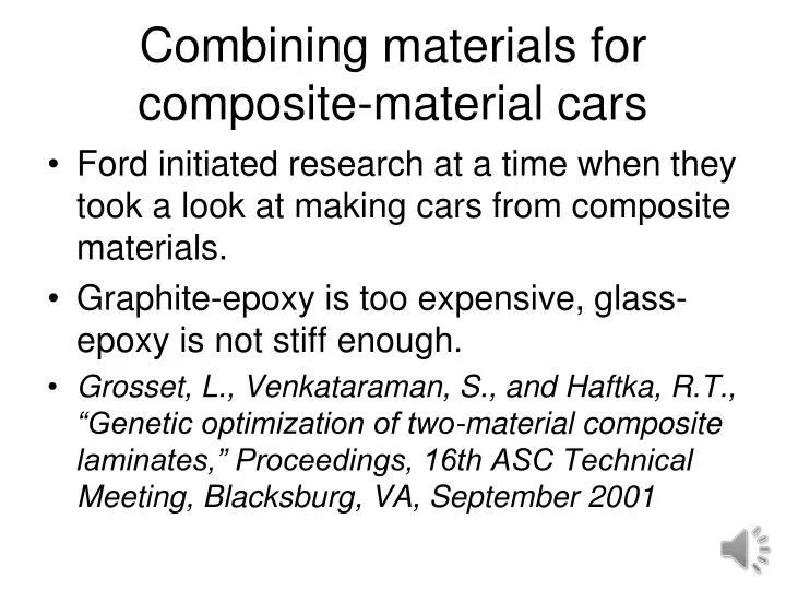 combining materials for composite material cars