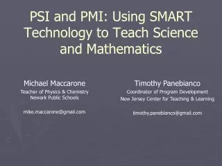 PSI and PMI: Using SMART Technology to Teach Science and Mathematics