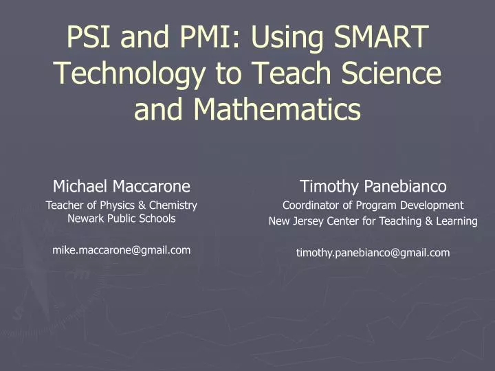 psi and pmi using smart technology to teach science and mathematics