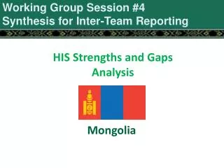 Working Group Session #4 Synthesis for Inter-Team Reporting