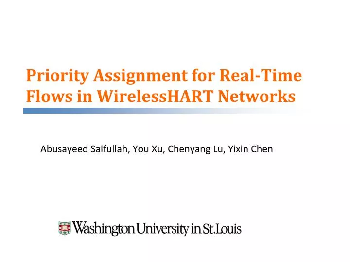 priority assignment for real time flows in wirelesshart networks