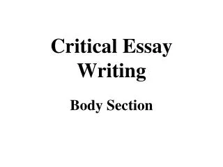 Critical Essay Writing