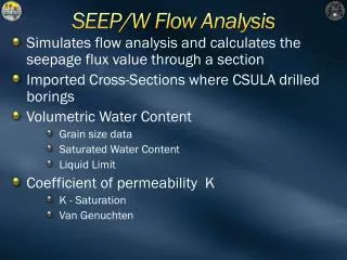 SEEP/W Flow Analysis