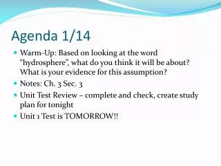 Agenda 1/14