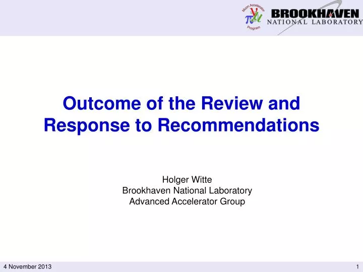 outcome of the review and response to recommendations