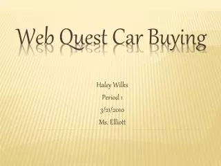 Web Quest Car Buying