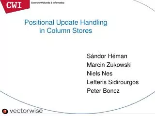 Positional Update Handling in Column Stores