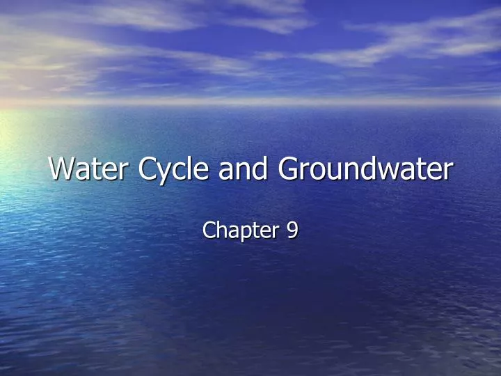 water cycle and groundwater