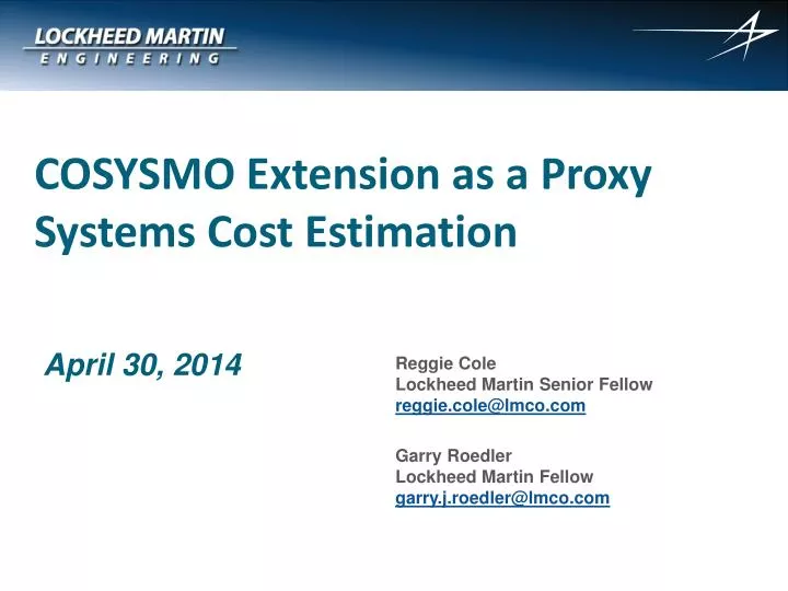cosysmo extension as a proxy systems cost estimation