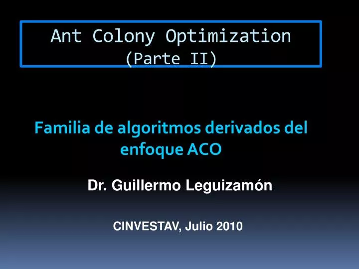 ant colony optimization parte ii