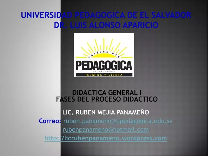 universidad pedagogica de el salvador dr luis alonso aparicio