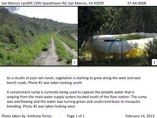 San Marcos Landfill 1595 Questhaven Rd. San Marcos, CA 92029 		37-AA-0008