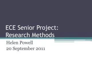 ECE Senior Project: Research Methods
