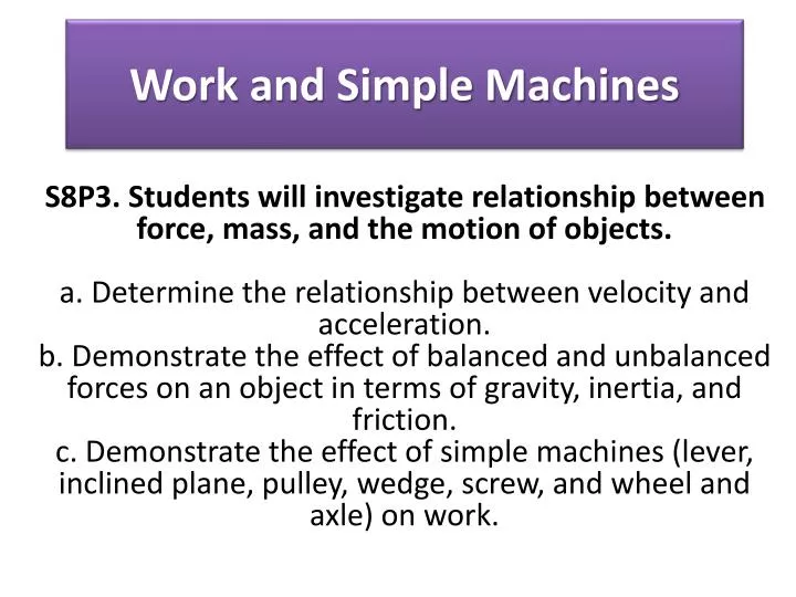 work and simple machines