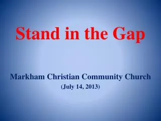 Stand in the Gap