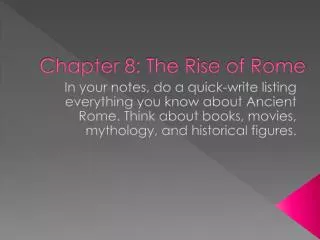 Chapter 8: The Rise of Rome