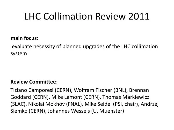 lhc collimation review 2011