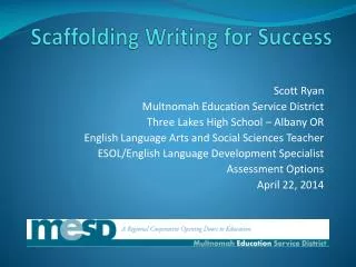 Scaffolding Writing for Success