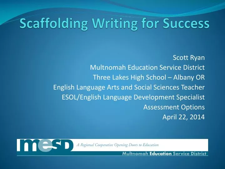 scaffolding writing for success