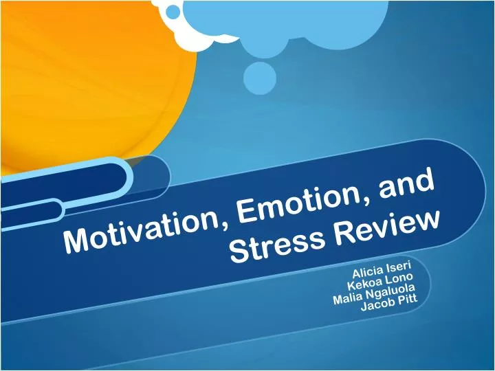 motivation emotion and stress review
