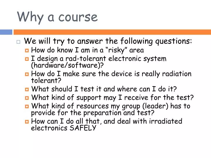 why a course