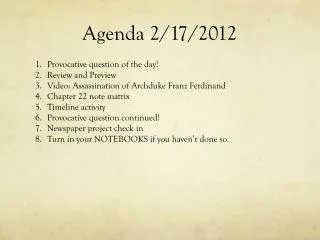 Agenda 2/17/2012