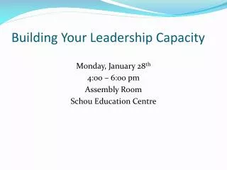 Building Your Leadership Capacity