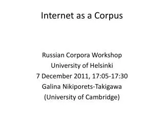Internet as a Corpus