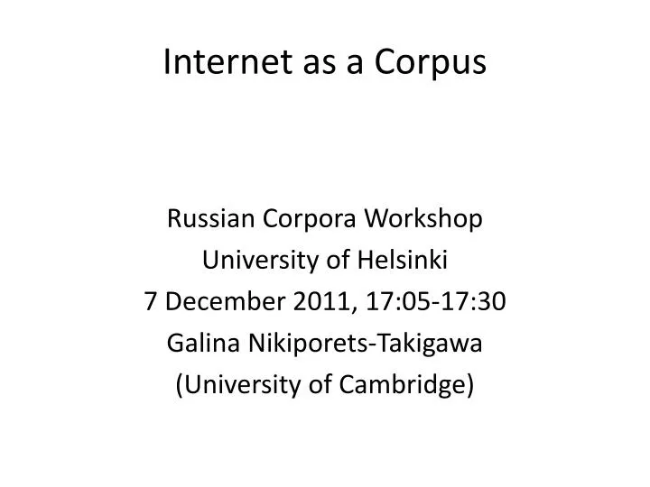 internet as a corpus