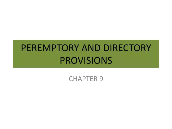 peremptory and directory provisions