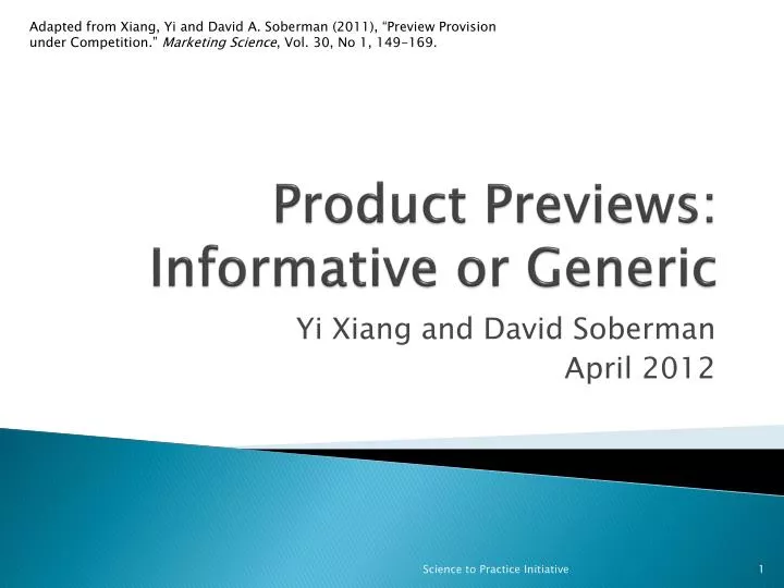 product previews informative or generic
