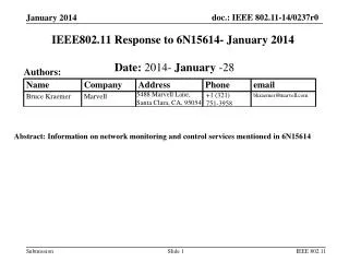 IEEE802.11 Response to 6N15614- January 2014