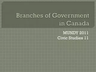 Branches of Government in Canada