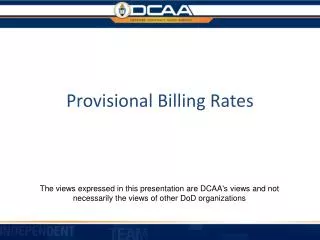 Provisional Billing Rates