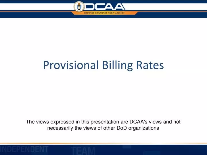 provisional billing rates