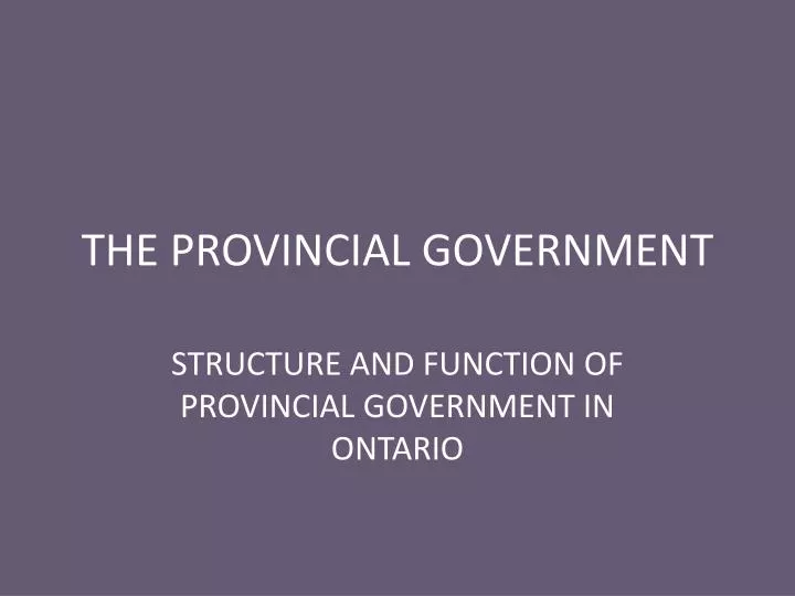 the provincial government