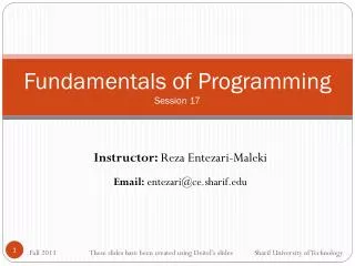 Fundamentals of Programming Session 17