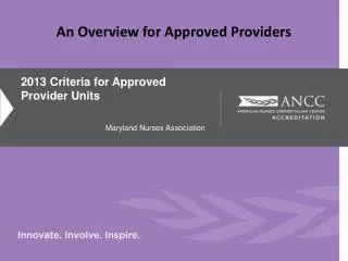2013 Criteria for Approved Provider Units